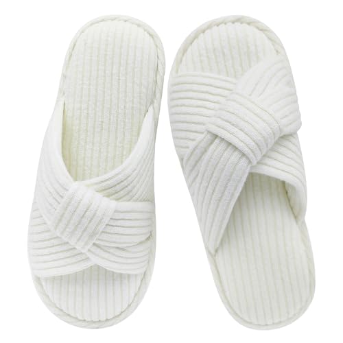 Jerzmy Cross Bow Slippers for Women, Comfy Memory Foam Woman House Slippers Cozy Cushioned Ladies Home Shoes Bedroom Indoor Kitchen