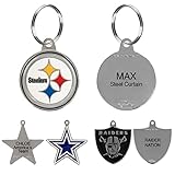 Pittsburgh Steelers Engraving Pet ID Tags in 32 Team Logo Shapes - Personalized Dog & Cat Tags with 3 Lines of Customizable Text for Tracking & Safety - Stainless Steel