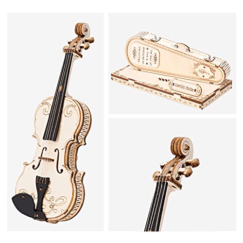 Rokr 3D Puzzles Wood Craft Kits Mini Musical Instrument Model Kit Collectibles Home Desk Decor (Violin Capriccio) #TOP2
