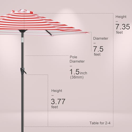 Image of Tempera Patio Market Outdoor Table Umbrella with Push Button Tilt and Crank, Large Sun Umbrella with Sturdy Pole & Fade Resistant Canopy, Easy to Set