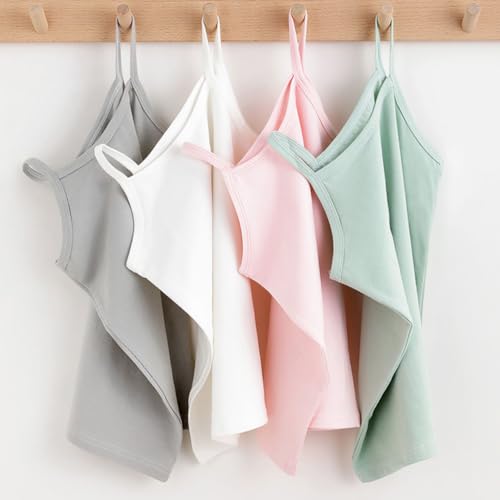 Image of Toddler Girl's Cotton Camisole Undershirts 3-4 Pack Cute Printed Tank Top Camis for Kids 2T-7T (US, Age, 6 Years, 7 Years, Style3)