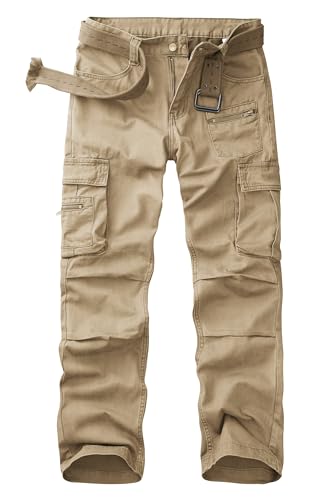 Cargo Pants for Men Relaxed Fit Work Pants Breathable Casual Pants with 8 Pockets No Belt