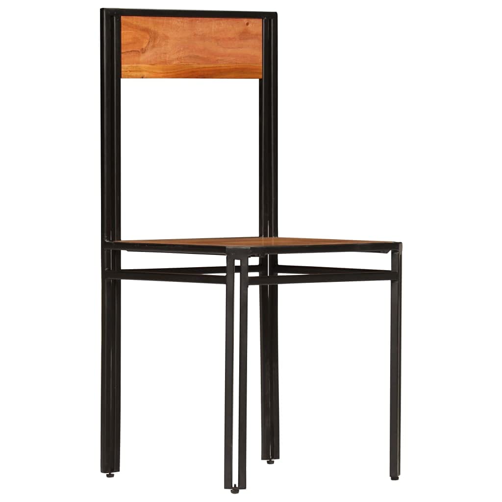 Juego de 6 sillas de comedor de madera maciza de acacia marrón | Robusto marco de acero, 43 x 43 x 90 cm, altura del asiento 45 cm, pulido y lacado, ya montado