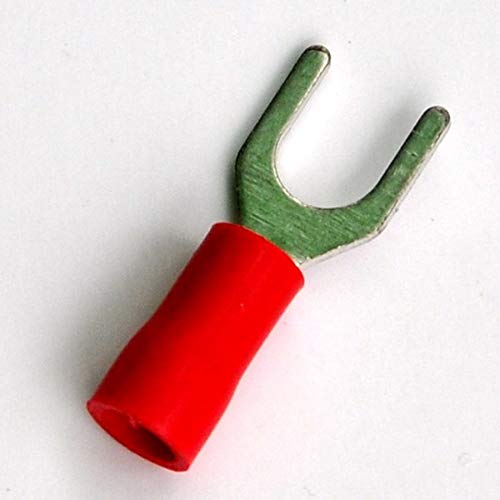 Davitu (1000 pcs/lot) Crimp Spade Wire Connector, 22~16AWG, 10, 19AMP, Red, Fork Terminal.