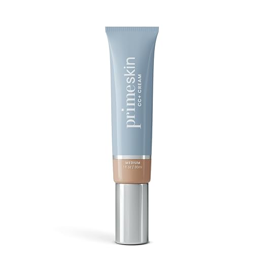 PrimeSkin CC+ Cream for Mature Women – Lightweight Liquid-to-Powder Foundation – Blurs Pores & Covers Age Spots – Crease-Free, Hydrating & Soft-Matte Finish for Sensitive Skin (Medium)
