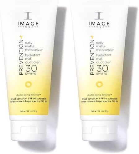 IMAGE Skincare,PREVENTION+ Daily Matte Moisturizer SPF 30,Zinc Oxide Mattifying Face Sunscreen Lotion,Amazon Exclusive,3.2 oz,(Pack of 2)