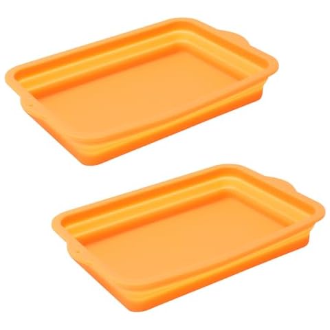 Outspark Grill Drip Pan Liners for Weber Genesis, Spirit, Q Series Accessories, Reusable Silicone Grill Grease Tray for Weber 6415,Ninja Woodfire OG700 OG751 SER, 2 Pack, Orange Cover