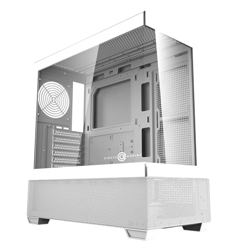 Image of Circle Defender ZX3 Mid-Tower Computer Case, Gaming Cabinet - White, Supports ATX, M-ATX, ITX, 3 x 120mm Front and 1 x 120mm Rear ARGB Fans