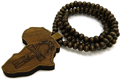 GWOOD Africa with Ankh Wood Pendant with 36 Inch Long Beaded Necklace3