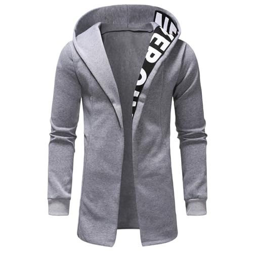 Hoodies for Men Long Sleeve Solid Color Hooded Sweatshirts Fashion Print Loose Casual Jacket Fall Cozy Outwear Coat