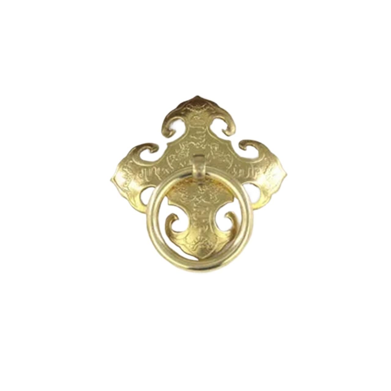bogniga 4PCS Chinese Antique Doorknocker Brass Drawer Knob Drop Ring Pulls Dresser Knobs Kitchen Cabinet Door Cupboard Handles(Dia 40mm Brass)