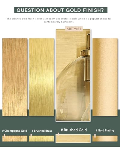 Image of Bathroom Light Fixtures, 2 Light Brushed Gold Vanity Light, Modern Wall Sconces with Clear Glass Globe Shade, Bathroom Wall Lights Over Mirror Kitchen Bedroom Hallway, VL195-GD-2