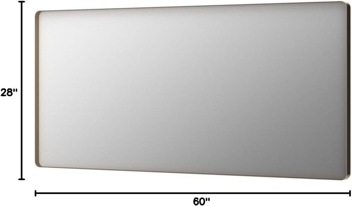 LOAAO 60”X28” Gold Bathroom Mirror, Rounded Rectangle Gold Frame Mirror, Brushed Gold Bathroom Vanity Mirror Wall-Mounted, Anti-Rust, Tempered Glass, Hangs Horizontally or Vertically - Image 9