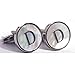 Digabi Initial Letter Cufflinks 18K White Gold Mother of Pearl D