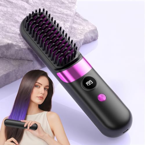 Cepillo alisador de cabello inalámbrico portátil miniatura 1