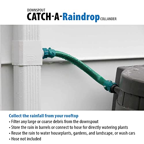 Downspout Rainwater Collection Diverter Connector System Colander With Filter 2X3-In, White #TOP1