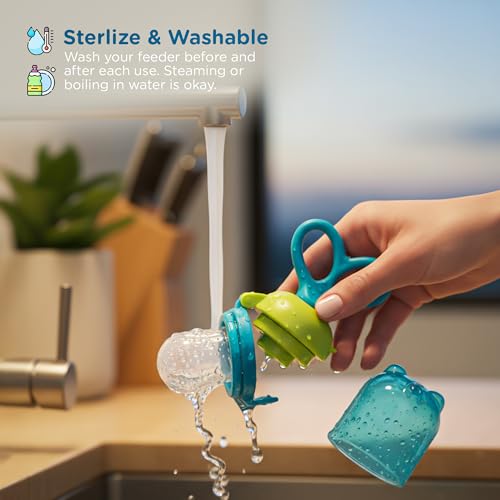 Image of Baybee Silicone Fruit Nibbler & Baby Food Feeder | Baby Teether & Pacifier for 3+ Months Toddlers | Babies Fruit & Food Veggie Teether for Infants | Hygenic & BPA Free Extra Soft Organic- Pacifier