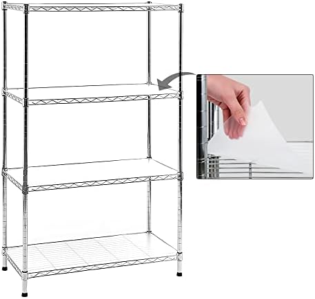EFINE Chrome 4-Shelf Shelving Unit with Shelf Liners Set of 4, Adjustable, NSF Certified Metal Wire Shelves, 150lbs Loading Capacity Per Shelf, Shelving Rack for Kitchen and Garage (30W x 14D x 47H)