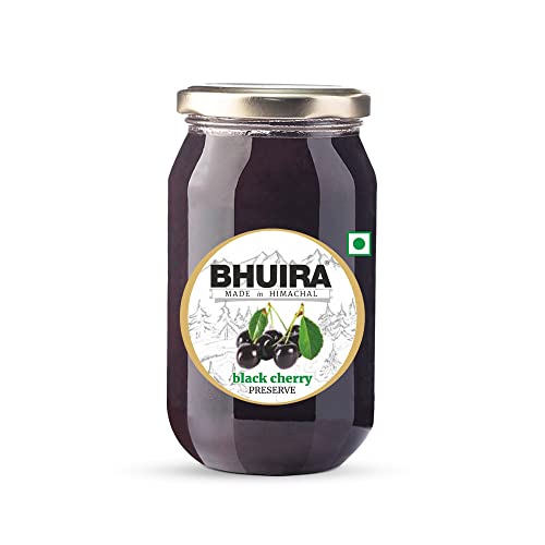 Image of Bhuira Black Cherry Preserve - 240g | All Natural - No Added Preservatives, Artificial Colors | Handmade Himachal Vegan Spread | Breakfast Dessert Jam | Healthy Snack | Guilt-Free | Rich Flavor