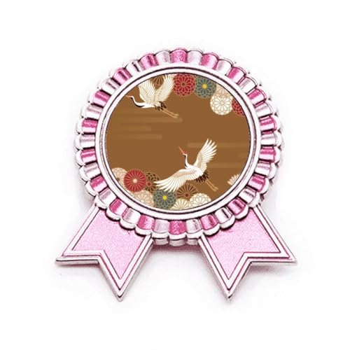 Pin's en forme de grues fleurs rose en métal taille M, le cadeau poétique idéal