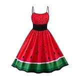 MissFox 1950s Dress Watermelon Print Patchwork Slip Dress