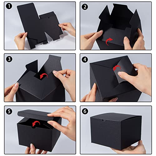 Nignya Black Gift Boxes 5X5X3.5 Inches, 30 Pack Small Kraft Cardboard Gifts Boxes Paper Cube Favor Box Easy Assemble Paper Gift Box With Lids For Presents Birthday Christmas Wedding Party #TOP2