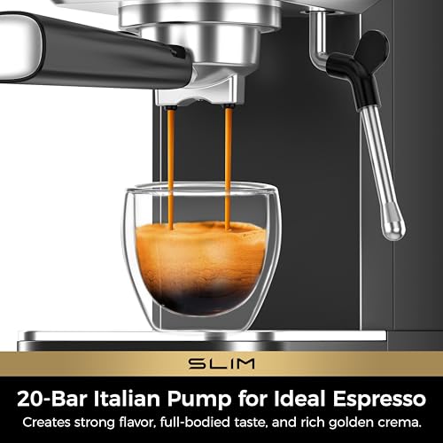 CHULUX Slim Espresso Machine with Milk Frother for Home Cappuccino, Black - image 2