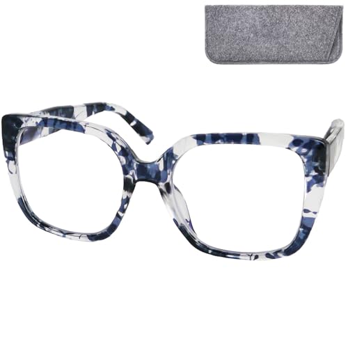 Mini Brille – Gafas de Lectura Mujer +2.5 Dioptrías – Oversize Estilo Mariposa – Montura Gruesa Lechosa negra con Lentes Grandes – Estuche Incluido