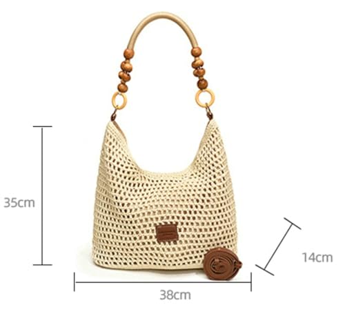 Bohemia Woven Straw Bag for Women Macrame Shoulder Tote Bags Crossbody Purses Summer Beach Top-Handle Bag for Travel Shopping3
