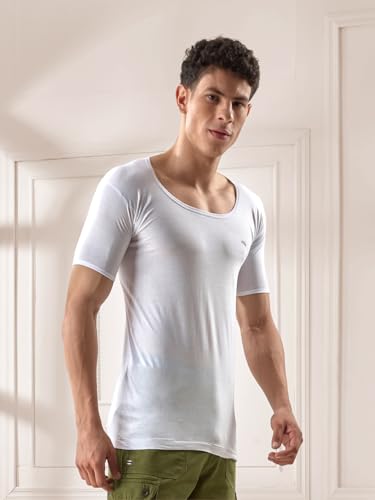 LUX VENUS Herren Solid Regular Fit Weste, Weiß, 46 – Ansicht 3