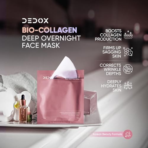 Image of DEDOX Bio-Collagen Real Deep Mask - Collagen Face Mask, Hydrating Overnight, Pore Minimizing, Elasticity Improvement,Korean Glass Skin Hydrogel Mask for Deep Hydration 45g | Korean Skincare