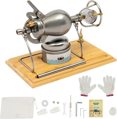 DXDXZDXLUF Máquina para Hacer Palomitas Nostalgia, Manual, China, con manómetro, de Acero Inoxidable 304, Ideal para Noches de Cine y Fiestas navideñas (238 ml)