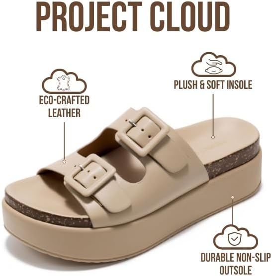 Project Cloud Platform Sandals Women - Plush & Soft Insole Wedge Slides for Women Footwear - Beach Essential Wedge Sandals for Women 2026 (Softy) - Image 3