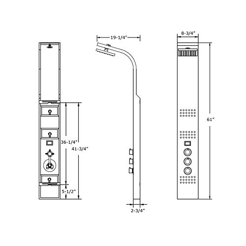 Blue Ocean 61” Spw8311 Thermostatic Shower Panel With Rainfall Shower Head, Body Nozzles, And Handheld Shower Head #TOP3