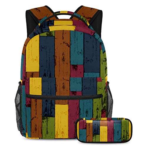 Sac à dos avec poches latérales grand volume et trousse scolaire assortie