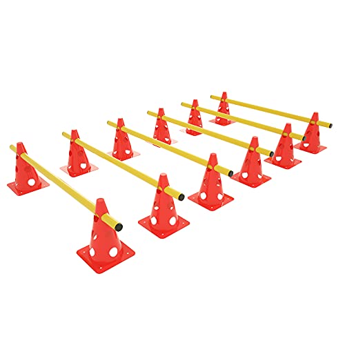 Obstacles entraînement coordination modulables avec 12 cônes perforés 32 cm