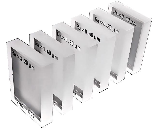 Roughness Calibration Block Sets Square Wave 5 pcs RA 0.1,0.4,0.8,1.6,3.2μm Five Blocks Plates Multi-Engraved Lines Standard Roughness Calibration Sample for Surface Roughness Tester Gauge