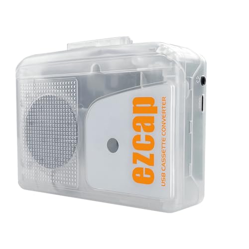 ERYUE Lecteur de Cassettes Portable, Son de Haute qualité, Numériseur Musique pour Amateurs Musique, ABS Blanc, 1 Pièce