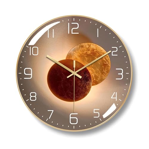 Azonee 12 Inch Round Silent Wall Clock Non-Ticking Quartz Battery Operated Clock with Large Numbers Modern Design for Home Living Room Office Kitchen and School (Planet)