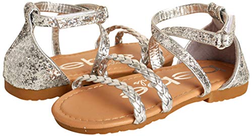 bebe Toddler Girls’ Sandals – Leatherette Braided Glitter Gladiator Sandal (5T-10T)4