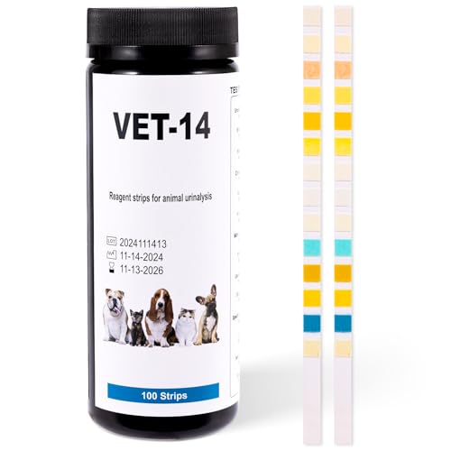 Antmoilios Tiras de análisis de sangre y infección urinaria para perros y gatos, 100 unidades, detección de cetona, proteína de orina, glucosa, vejiga, panel completo, kit de prueba de infección del