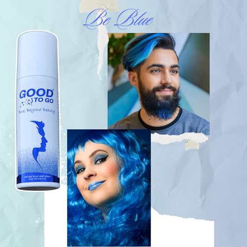 Image of GOOD TO GO Instant Temporary Hair Color Spray, 50ml, Ammonia Free, No Bleach, Washable, Quick Dry for Men & Women (Blue)