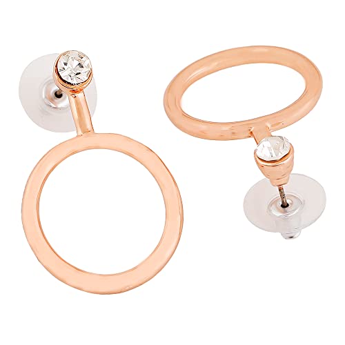 Plated Classic Stud Earrings with Red Enamel