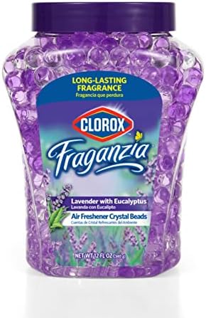 Clorox Fraganzia Crystal Beads Air Freshener in Lavender with Eucalyptus Scent - Long-Lasting Room Deodorizer - Odor Eliminator Gel Beads to Freshen Home, Car, or Office, 12 Fl Oz