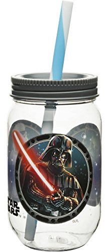 Star Wars Mason Jar Tumbler with Straw Tritan Plastic by Zak Darth Vader Boba Fett and Storm Trooper