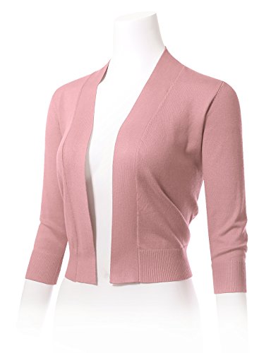 Image of Allsense Women's 3 /4 Sleeve Cropped Shrug Cardigan | Classic Bolero, Open-Front, Lightweight Soft Fine Knit Cover Up