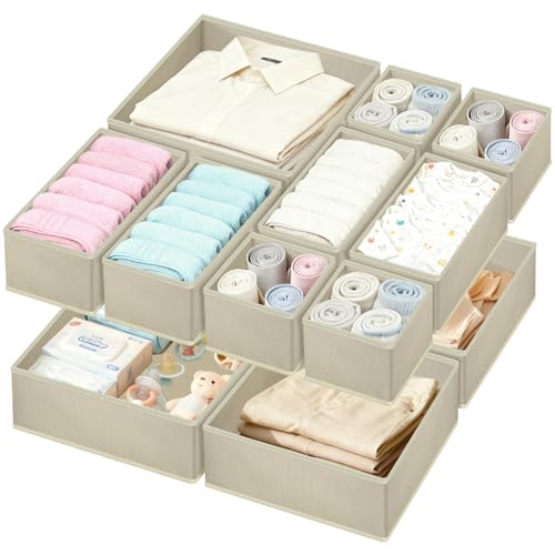 HOTOOLME 12 Pack Drawer Organisers, Dresser Underwear Storag