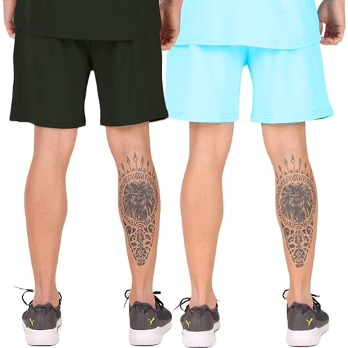 Image of London Hills Shorts Pant for Men Cotton Blend with Side Pockets | Shorts for Men | Half Pant for Man | Shorts' for Mens Stylish | Gym Short's for Man Workout | Boxer Shor'ts for Man's | Green, Navy