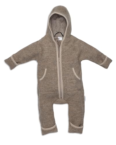 Albkids Walkoverall Baby und Kleinkinder (beige 74/80) – Wollwalk Overall Baby aus Schurwolle mit Reißverschluss – Baby Overall Winter – Baby Overall Herbst – Overall Baby Winter