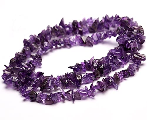 LKBEADS 13 inch strand of gem amethyst freesize nugget chips smooth beads for diy jewelry making. amethyst beads strand